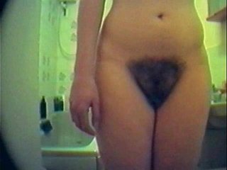 Very Hairy Pussy Girl with ODd Sized Saggers Caught 2